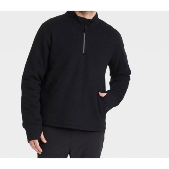 Goodfellow & Co Men's Quarter Zip Black Adaptive Sweatshirt- Size Medium - Picture 1 of 7